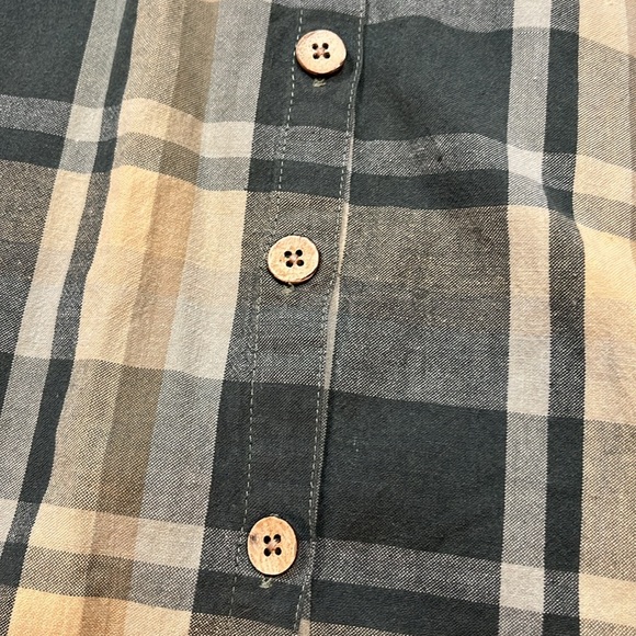 Lemon grass FALL LEAVES autumn thanksgivjng plaid SHIRT leather collar size 20 - Picture 14 of 16